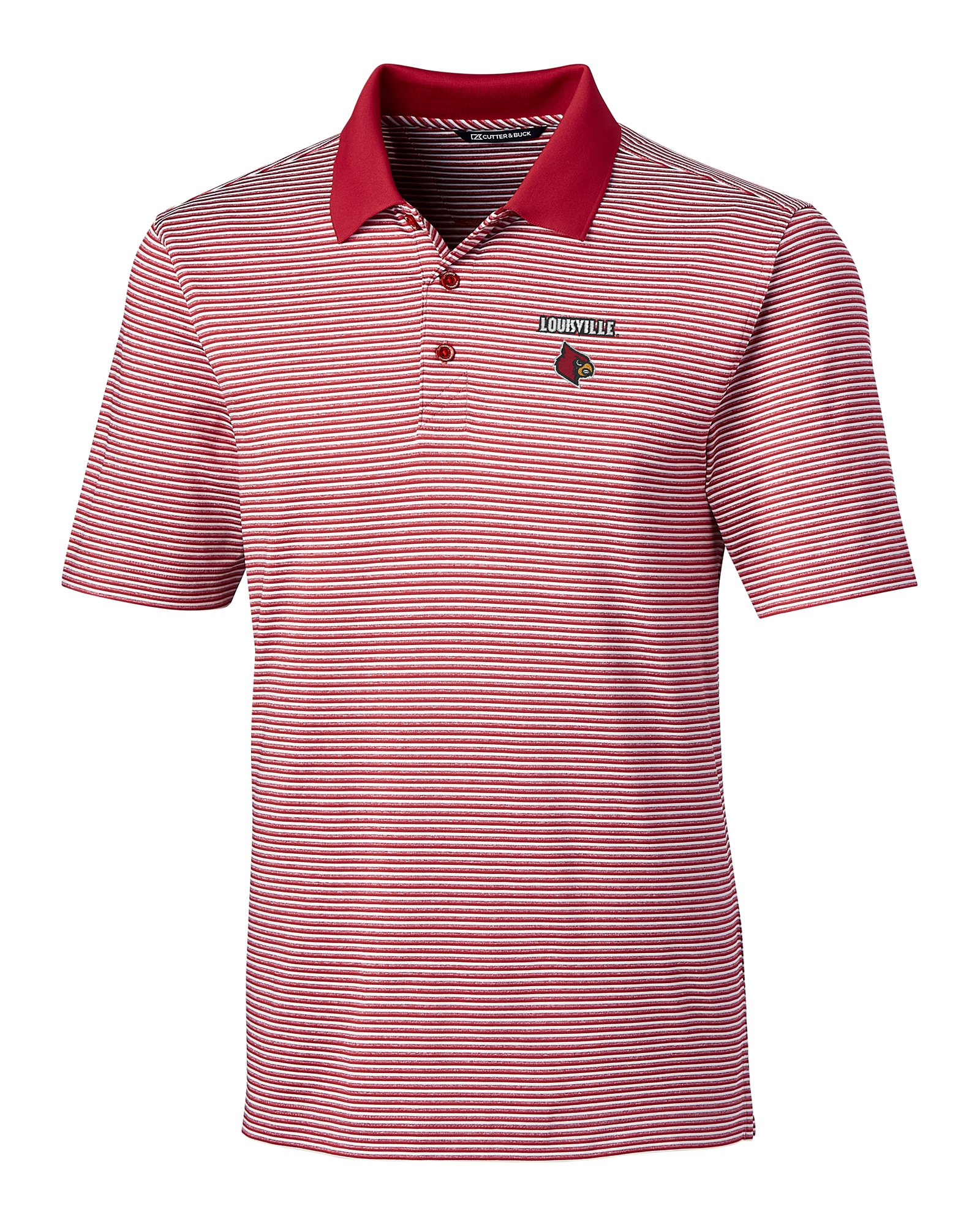 Louisville Cardinals Cutter & Buck Forge Tonal Stripe Stretch Mens Big and Tall Polo
